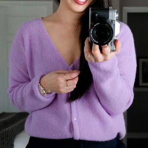 Sezane Lavender V-Neck Sweater